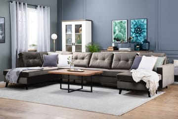 Monroe 4-sits Vänstervänd U-formad Soffa med Divan och Schäslong i Sammet - Brun - Möbler - Soffa - Sammetssoffa