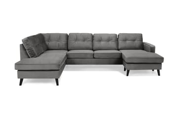 Monroe 4-sits Vänstervänd U-formad Soffa med Divan och Schäslong i Sammet - Mörkgrå - Möbler - Soffa - Sammetssoffa