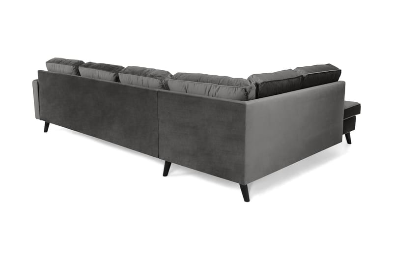 Monroe 4-sits Vänstervänd U-formad Soffa med Divan och Schäslong i Sammet - Mörkgrå - Möbler - Soffa - Sammetssoffa