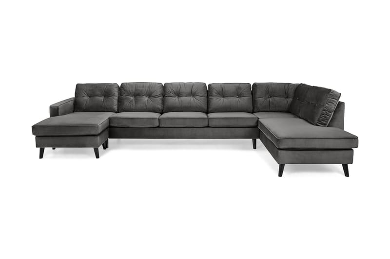 Monroe 6-sits Högervänd U-formad Large Soffa med Divan och Schäslong i Sammet - Mörkgrå - Möbler - Soffa - Sammetssoffa