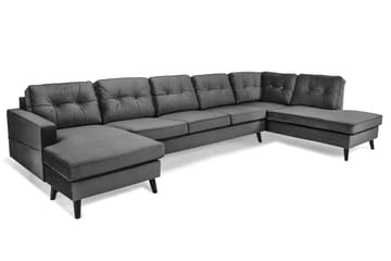 Monroe 6-sits Högervänd U-formad Large Soffa med Divan och Schäslong i Sammet - Mörkgrå - Möbler - Soffa - Sammetssoffa