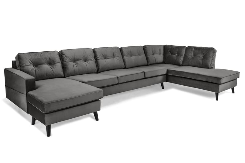 Monroe 6-sits Högervänd U-formad Large Soffa med Divan och Schäslong i Sammet - Mörkgrå - Möbler - Soffa - Sammetssoffa