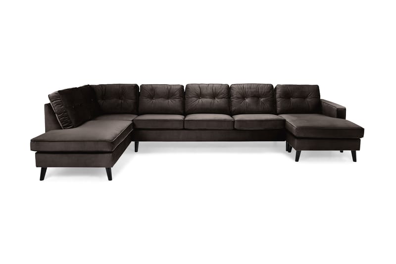 Monroe 6-sits Vänstervänd U-formad Large Soffa med Divan och Schäslong i Sammet - Brun - Möbler - Soffa - Sammetssoffa