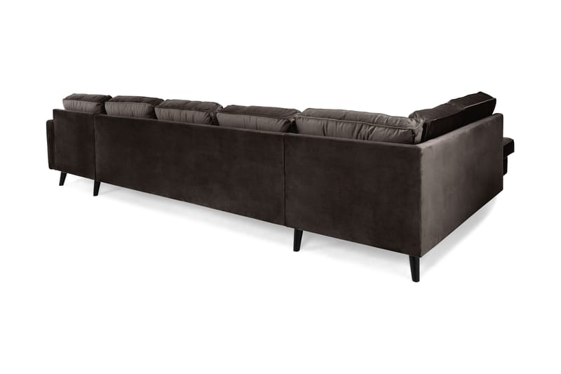 Monroe 6-sits Vänstervänd U-formad Large Soffa med Divan och Schäslong i Sammet - Brun - Möbler - Soffa - Sammetssoffa