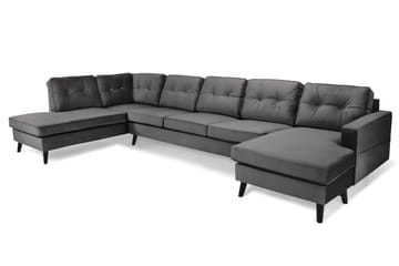 Monroe 6-sits Vänstervänd U-formad Large Soffa med Divan och Schäslong i Sammet - Mörkgrå - Möbler - Soffa - Sammetssoffa