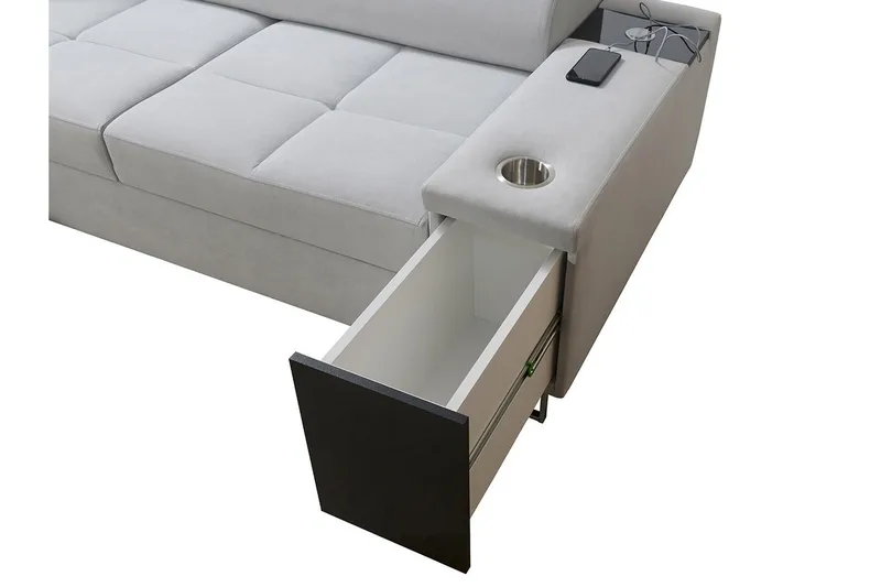 Morenia 3-sits Hörnbäddsoffa Vänster - Vit - Möbler - Soffa - Sammetssoffa