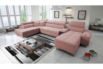 Morenia 4-sits Bäddsoffa 127x195 cm med Förvaring i Sammet - Rosa - Möbler - Soffa - Sammetssoffa