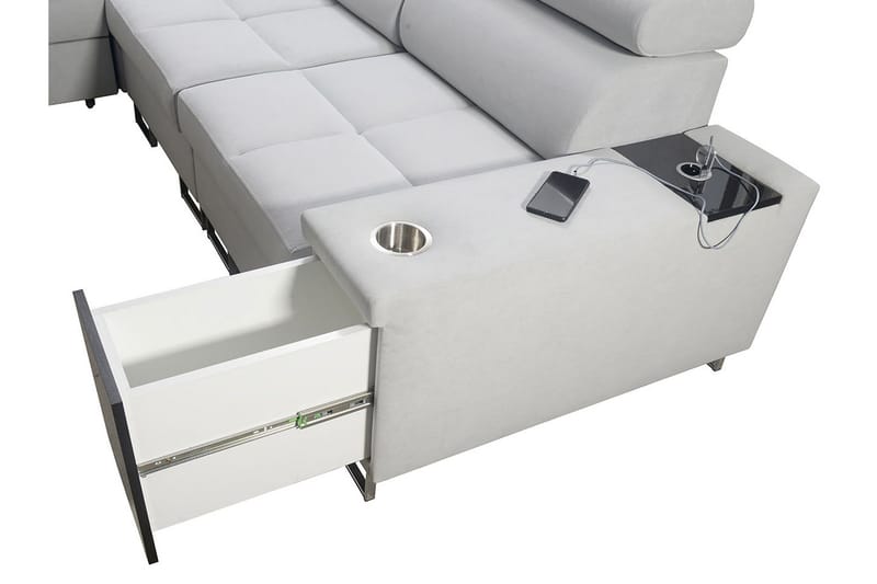 Morenia 4-sits Bäddsoffa Vänster - Vit - Möbler - Soffa - Sammetssoffa