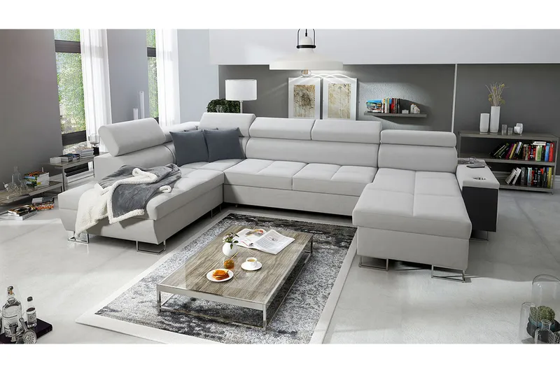 Morenia 4-sits Bäddsoffa Vänster - Vit - Möbler - Soffa - Sammetssoffa