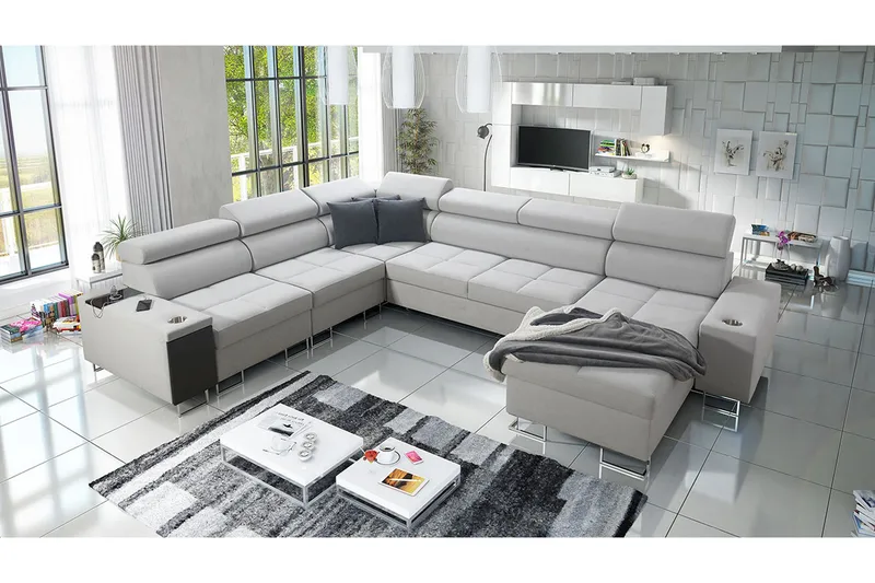 Morenia 4-sits Bäddsoffa Vänster - Vit - Möbler - Soffa - Sammetssoffa