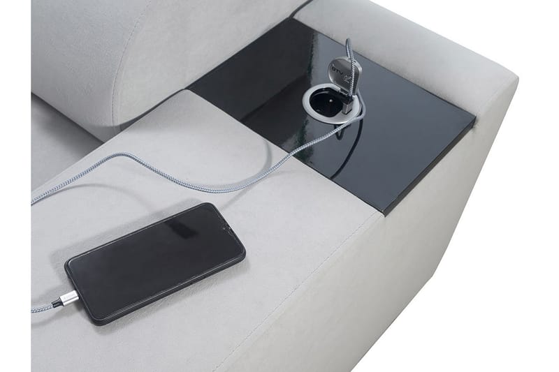 Morenia 4-sits Högervänd Bäddsoffa 127x258 cm med Förvaring i Sammet - Ljusgrå - Möbler - Soffa - Sammetssoffa