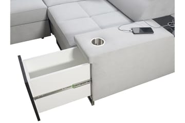 Morenia 4-sits Högervänd Bäddsoffa 127x258 cm med Förvaring i Sammet - Ljusgrå - Möbler - Soffa - Sammetssoffa