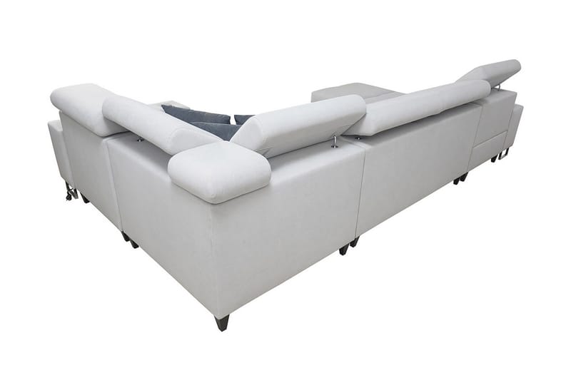 Morenia 4-sits Högervänd Bäddsoffa 127x258 cm med Förvaring i Sammet - Ljusgrå - Möbler - Soffa - Sammetssoffa