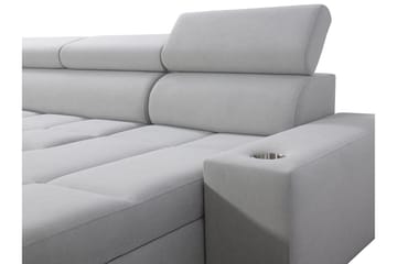 Morenia 4-sits Högervänd Bäddsoffa 127x258 cm med Förvaring i Sammet - Ljusgrå - Möbler - Soffa - Sammetssoffa