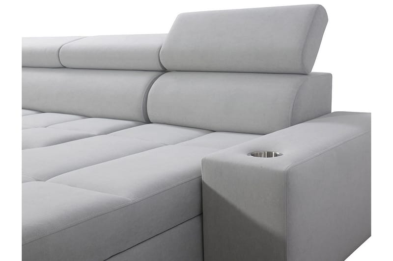Morenia 4-sits Högervänd Bäddsoffa 127x258 cm med Förvaring i Sammet - Ljusgrå - Möbler - Soffa - Sammetssoffa