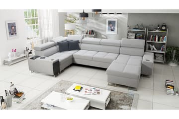 Morenia 4-sits Högervänd Bäddsoffa 127x258 cm med Förvaring i Sammet - Ljusgrå - Möbler - Soffa - Sammetssoffa