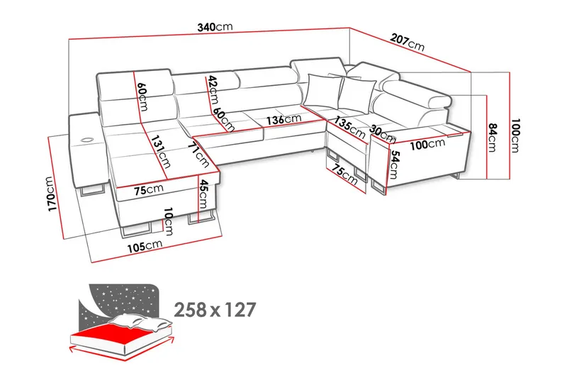 Morenia 4-sits Hörnbäddsoffa Höger - Vit - Möbler - Soffa - Sammetssoffa
