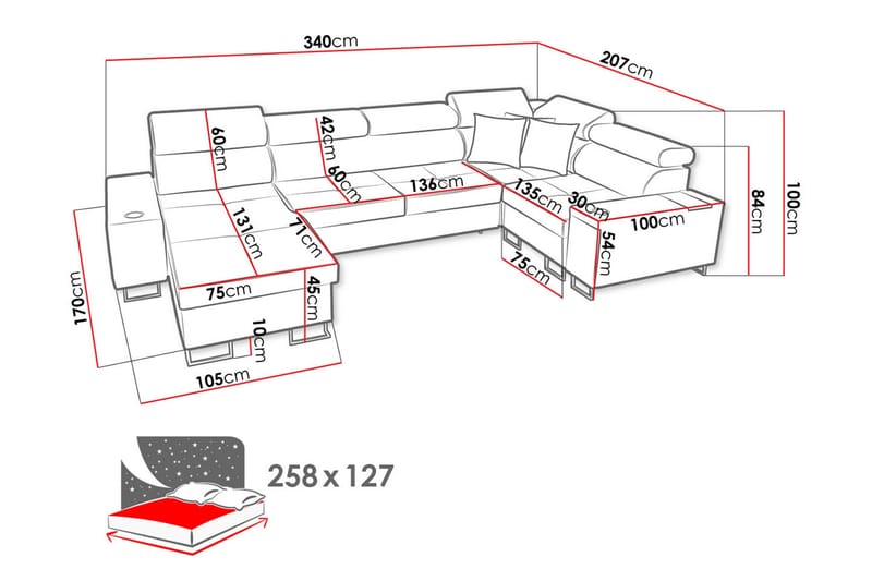 Morenia 4-sits Hörnbäddsoffa Höger - Vit - Möbler - Soffa - Sammetssoffa