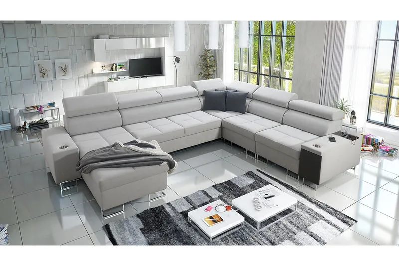 Morenia 4-sits Hörnbäddsoffa Vänster - Vit - Möbler - Soffa - Sammetssoffa