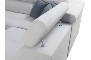Morenia 4-sits Vänstervänd Bäddsoffa 127x284 cm med Förvaring i Sammet - Ljusgrå - Möbler - Soffa - Sammetssoffa