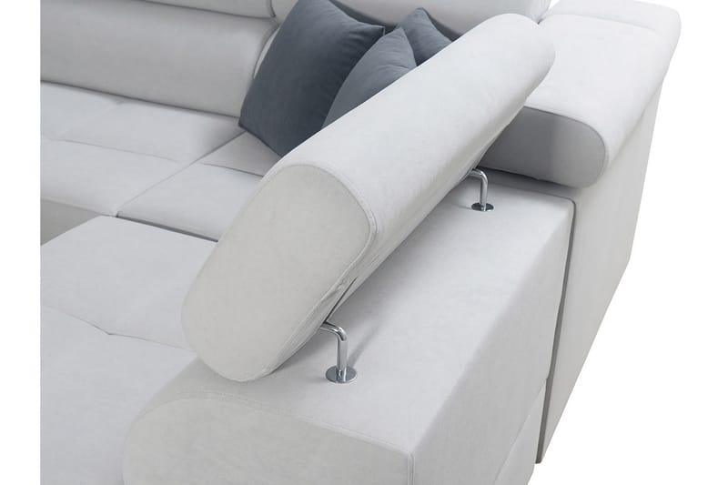 Morenia 4-sits Vänstervänd Bäddsoffa 127x284 cm med Förvaring i Sammet - Ljusgrå - Möbler - Soffa - Sammetssoffa