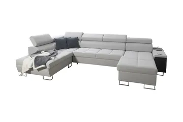 Morenia 4-sits Vänstervänd Bäddsoffa 127x284 cm med Förvaring i Sammet - Ljusgrå - Möbler - Soffa - Sammetssoffa