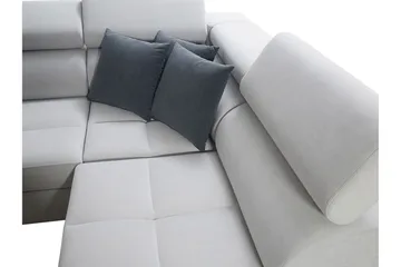 Morenia 4-sits Vänstervänd Bäddsoffa 127x284 cm med Förvaring i Sammet - Ljusgrå - Möbler - Soffa - Sammetssoffa