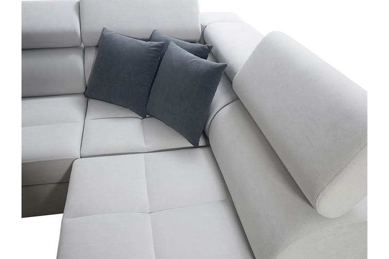 Morenia 4-sits Vänstervänd Bäddsoffa 127x284 cm med Förvaring i Sammet - Ljusgrå - Möbler - Soffa - Sammetssoffa