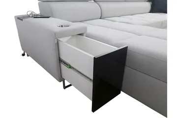 Morenia 4-sits Vänstervänd Bäddsoffa 127x284 cm med Förvaring i Sammet - Ljusgrå - Möbler - Soffa - Sammetssoffa