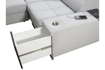 Morenia 4-sits Vänstervänd Bäddsoffa 127x284 cm med Förvaring i Sammet - Ljusgrå - Möbler - Soffa - Sammetssoffa