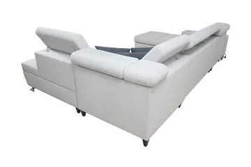 Morenia 4-sits Vänstervänd Bäddsoffa 127x284 cm med Förvaring i Sammet - Ljusgrå - Möbler - Soffa - Sammetssoffa