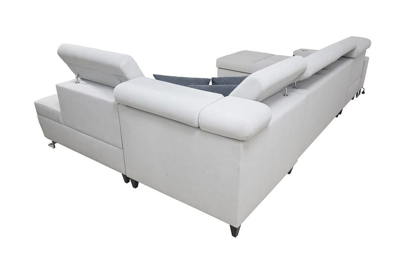 Morenia 4-sits Vänstervänd Bäddsoffa 127x284 cm med Förvaring i Sammet - Ljusgrå - Möbler - Soffa - Sammetssoffa