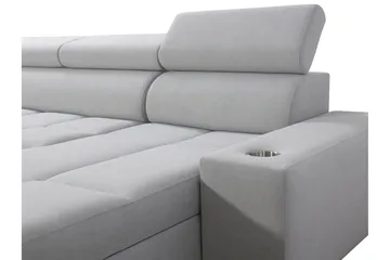 Morenia 4-sits Vänstervänd Bäddsoffa 127x284 cm med Förvaring i Sammet - Ljusgrå - Möbler - Soffa - Sammetssoffa