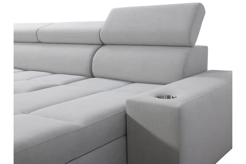 Morenia 4-sits Vänstervänd Bäddsoffa 127x284 cm med Förvaring i Sammet - Ljusgrå - Möbler - Soffa - Sammetssoffa