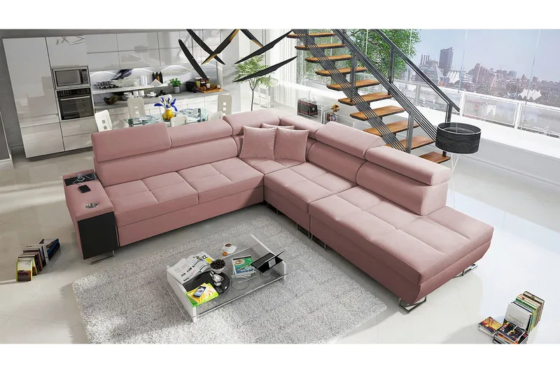 Morenia Bäddsoffa m. Schäslong L-formad - Möbler - Soffa - Sammetssoffa