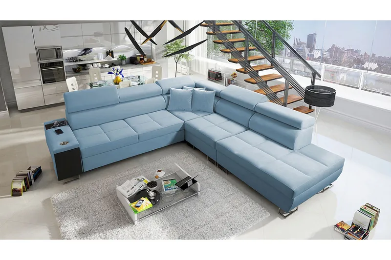 Morenia Bäddsoffa m. Schäslong L-formad - Möbler - Soffa - Sammetssoffa