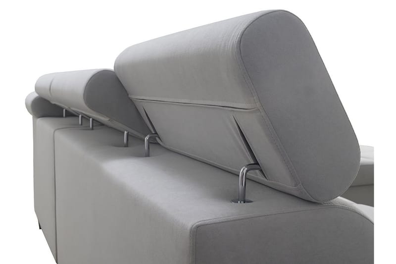Morenia Högervänd Bäddsoffa 127x210 cm med Förvaring i Sammet - Ljusgrå - Möbler - Soffa - Sammetssoffa