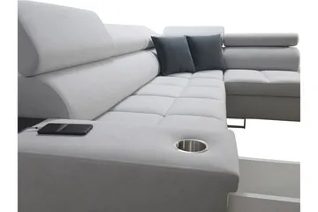 Morenia Högervänd Bäddsoffa 127x210 cm med Förvaring i Sammet - Ljusgrå - Möbler - Soffa - Sammetssoffa