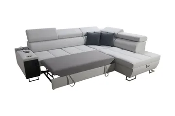 Morenia Högervänd Bäddsoffa 127x210 cm med Förvaring i Sammet - Ljusgrå - Möbler - Soffa - Sammetssoffa