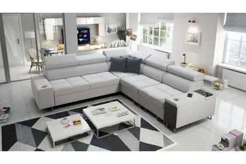 Morenia Hörnbäddsoffa Vänster - Vit - Möbler - Soffa - Sammetssoffa