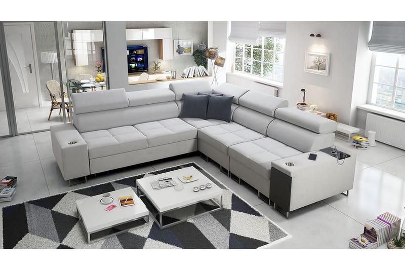 Morenia Hörnbäddsoffa Vänster - Vit - Möbler - Soffa - Sammetssoffa