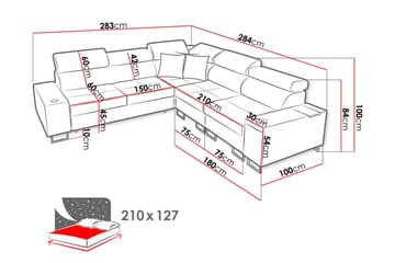 Morenia Hörnbäddsoffa Vänster - Vit - Möbler - Soffa - Sammetssoffa