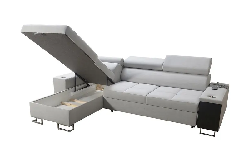 Morenia Längsbäddad L-Hörnbäddsoffa 4-sits med Förvaring i Sammet Vänster - Rosa - Möbler - Soffa - Sammetssoffa