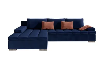 Naoma 4-sits Bäddsoffa Vänster - Blå - Möbler - Soffa - Sammetssoffa