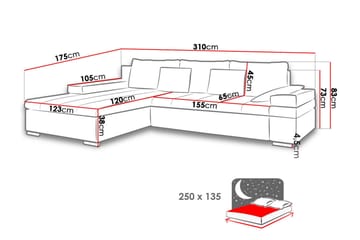 Naoma 4-sits Bäddsoffa Vänster - Blå - Möbler - Soffa - Sammetssoffa