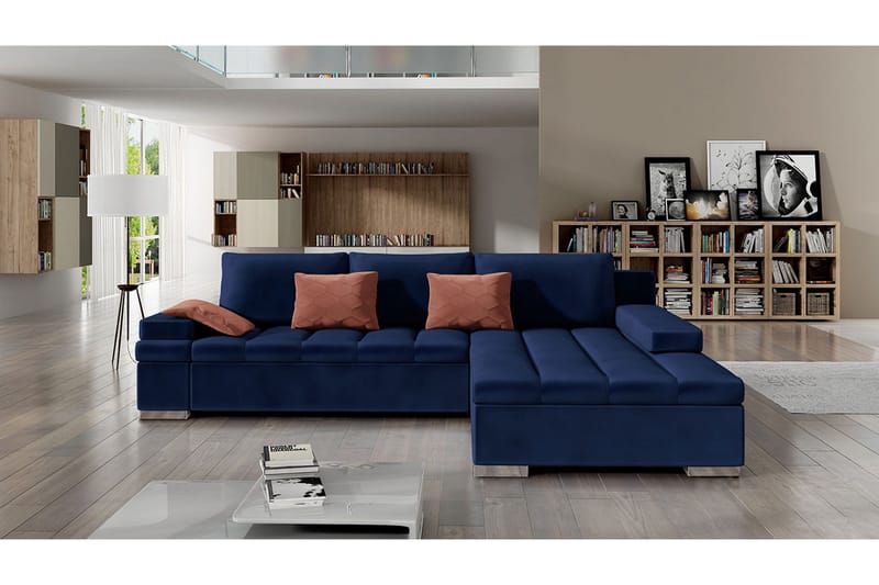 Naoma Bäddsoffa Höger - Blå - Möbler - Soffa - Sammetssoffa