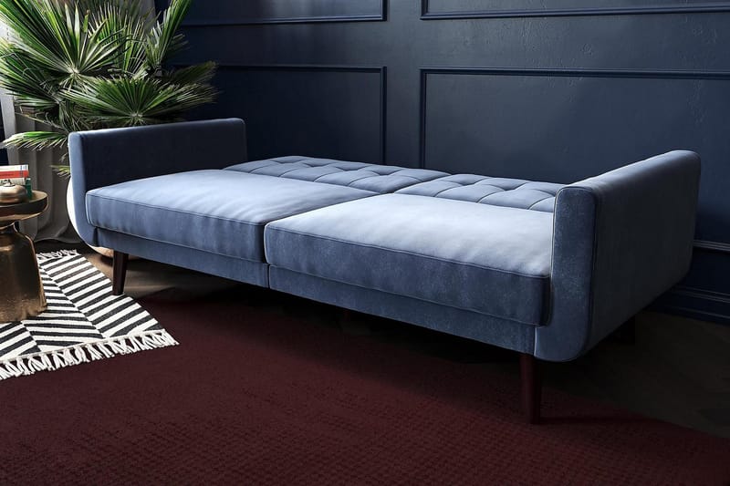 Nola 3-sits Bäddsoffa Sammet/Blå - Dorel Home - Möbler - Soffa - Sammetssoffa