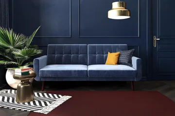 Nola 3-sits Bäddsoffa Sammet/Blå - Dorel Home - Möbler - Soffa - Sammetssoffa