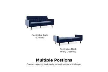 Nola 3-sits Bäddsoffa Sammet/Blå - Dorel Home - Möbler - Soffa - Sammetssoffa