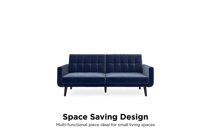 Nola 3-sits Bäddsoffa Sammet/Blå - Dorel Home - Möbler - Soffa - Sammetssoffa